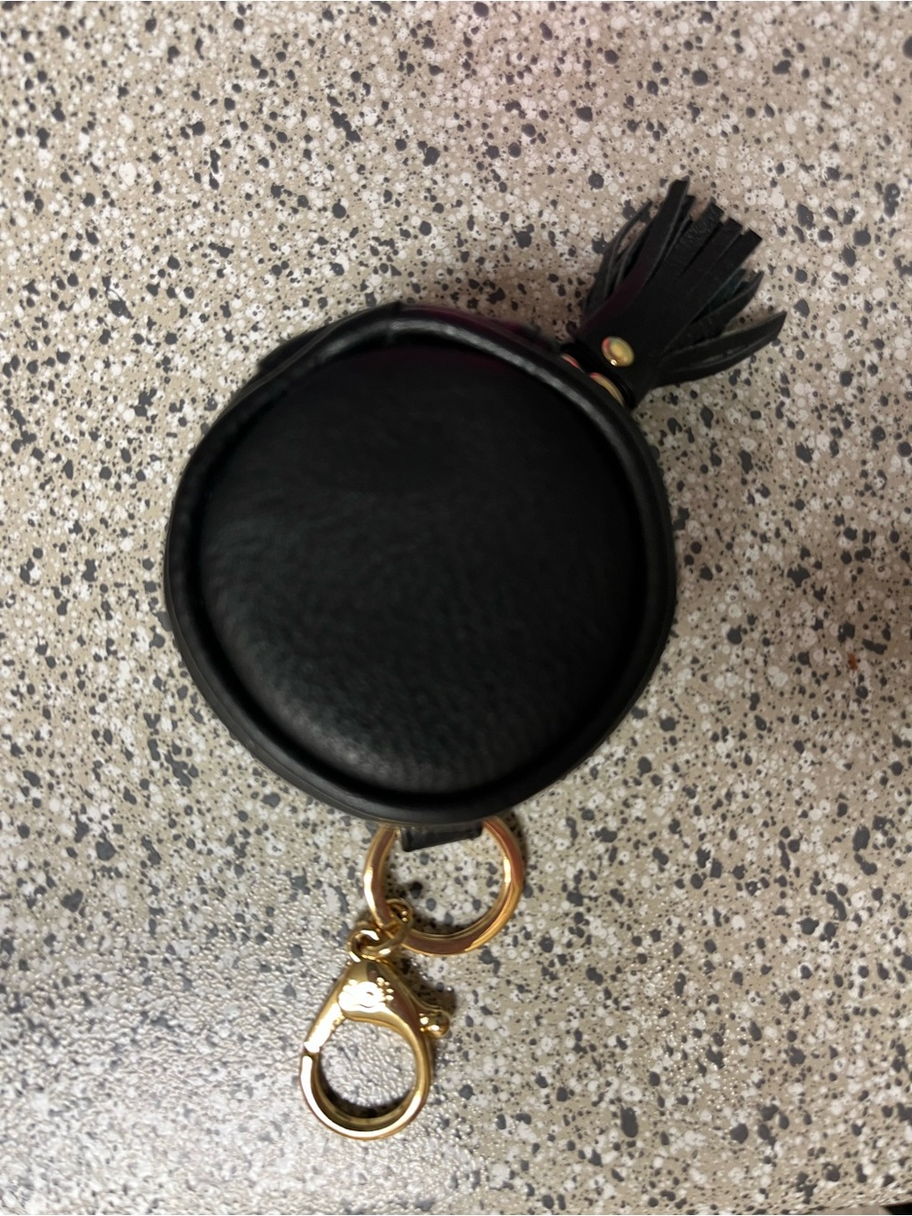 Itzy Ritzy Faux  Leather Tassel Pacifier Keeper & Key Ring with Gold Hardware